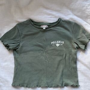 Pull&Bear Green Short Sleeve Tee Casual Style